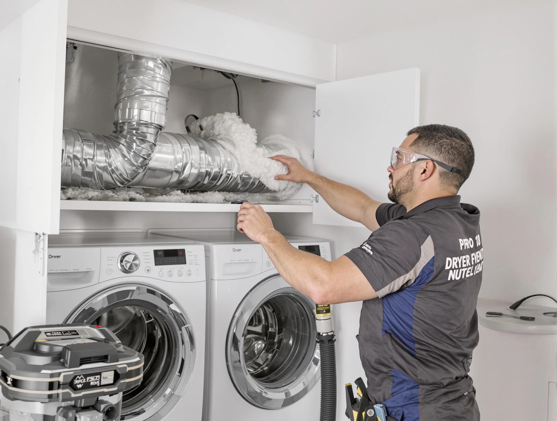 Suwanee Dryer Vent Cleaning certified technician performing specialized gas dryer vent cleaning in Suwanee