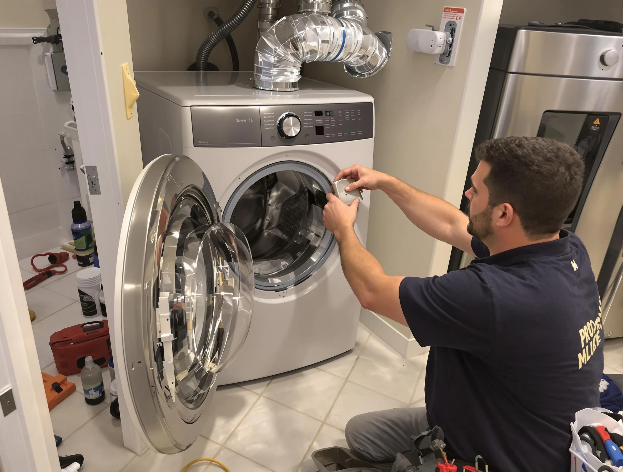 Suwanee Dryer Vent Cleaning technician performing precise dryer vent hose installation in Suwanee